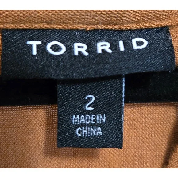 Torrid Women's Mustard, Button Front Midi Shirt Dress Tie Waist Pockets Size 2 - Picture 6 of 9